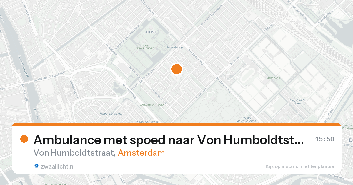 Ambulance met spoed naar Von Humboldtstraat in Amsterdam — 22 aug 2026
