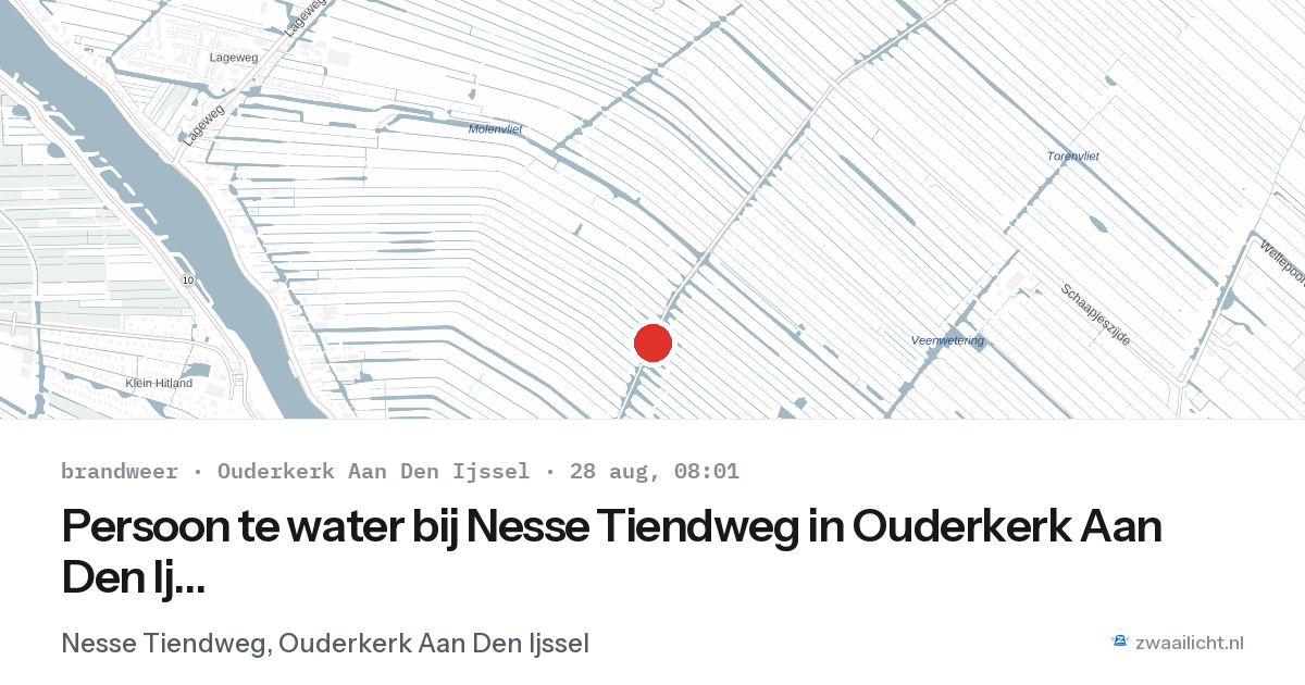 Persoon te water bij Nesse Tiendweg in Ouderkerk Aan Den Ijssel — 28 aug 2026