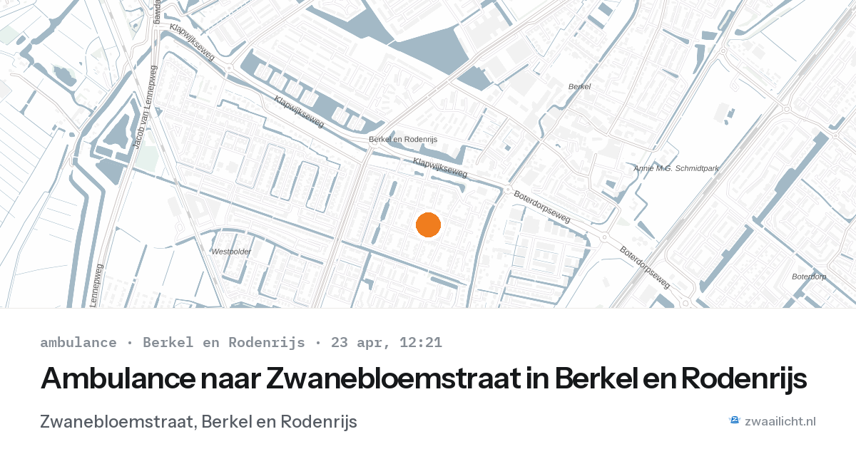 Ambulance naar Zwanebloemstraat in Berkel en Rodenrijs — 23 apr 2026