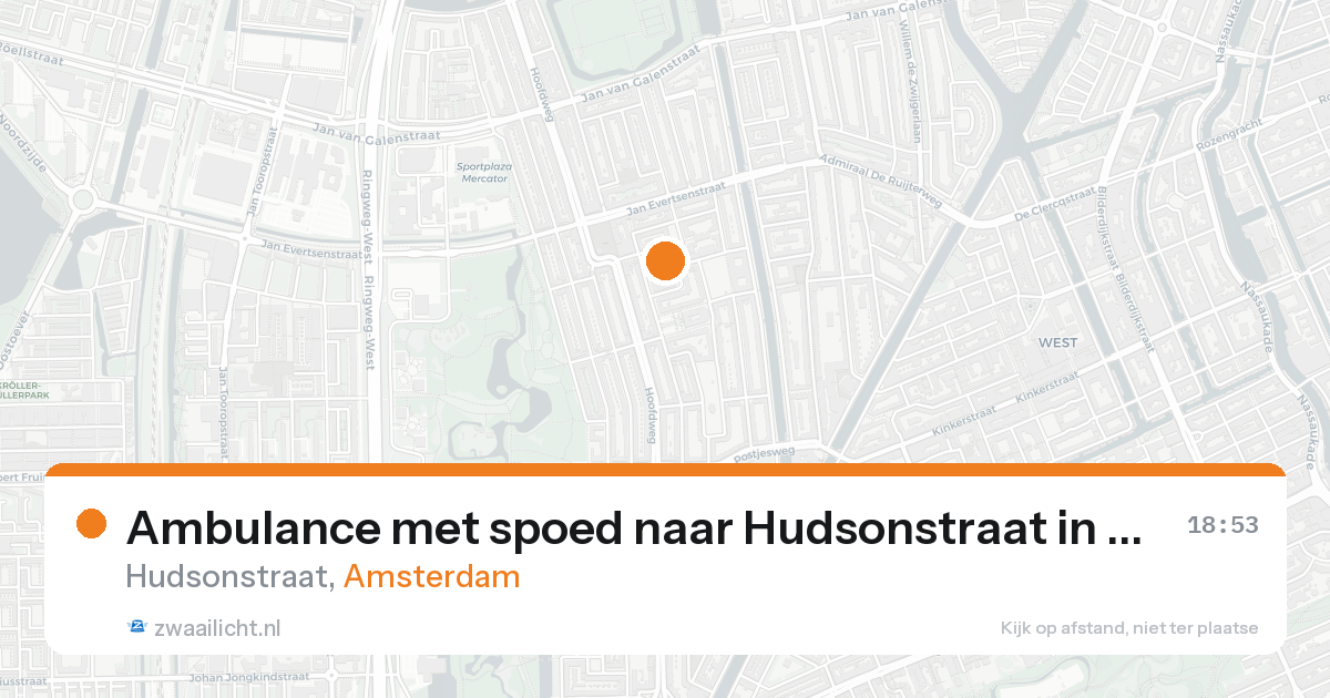 Ambulance met spoed naar Hudsonstraat in Amsterdam — 23 aug 2026