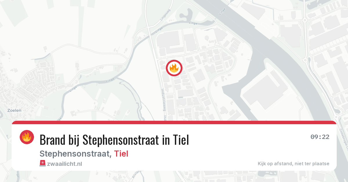 Brand bij Stephensonstraat in Tiel — 12 aug 2026