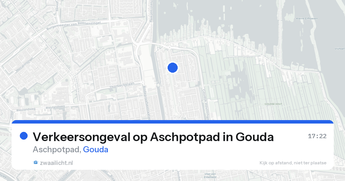 Verkeersongeval op Aschpotpad in Gouda — 17 aug 2026