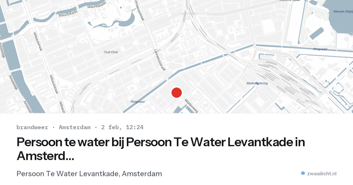 Persoon te water bij Persoon Te Water Levantkade in Amsterdam — 2 feb 2026