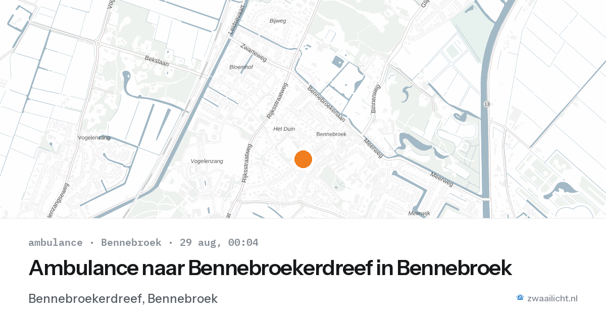 Ambulance naar Bennebroekerdreef in Bennebroek — 28 aug 2026