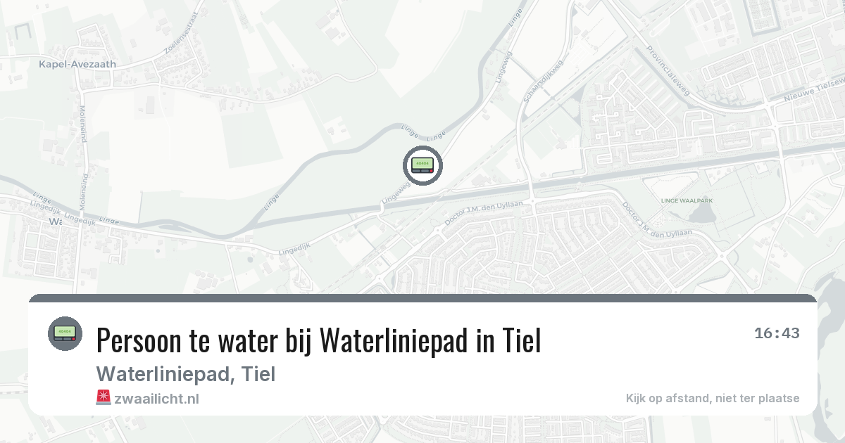 Persoon te water bij Waterliniepad in Tiel — 6 mei 2026