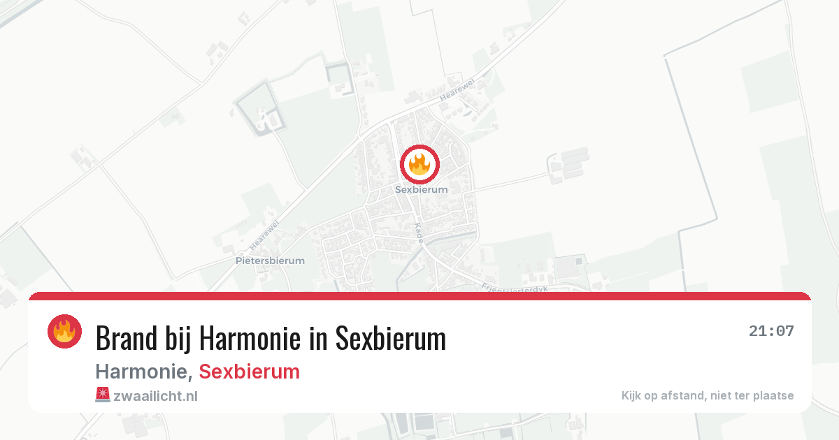 Brand bij Harmonie in Sexbierum — 15 mei 2026