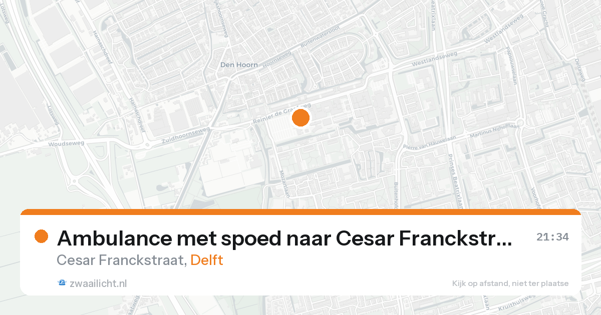 Ambulance met spoed naar Cesar Franckstraat in Delft — 17 aug 2026