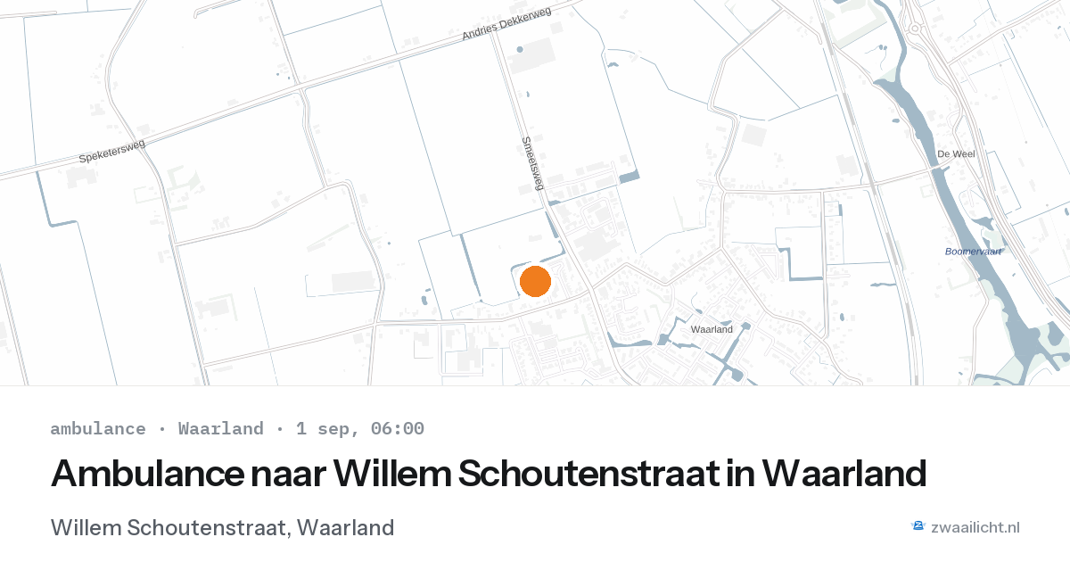 Ambulance naar Willem Schoutenstraat in Waarland — 1 sep 2026