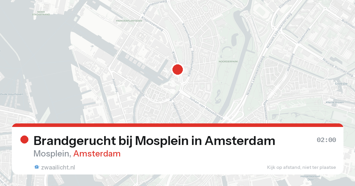 Brandgerucht bij Mosplein in Amsterdam — 20 aug 2026