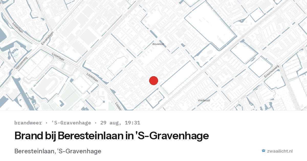Brand bij Beresteinlaan in 'S-Gravenhage — 29 aug 2026