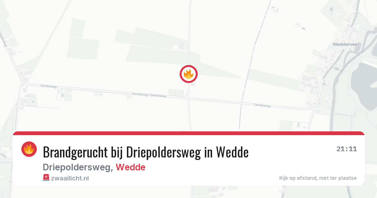 Brandgerucht bij Driepoldersweg in Wedde — 7 aug 2026