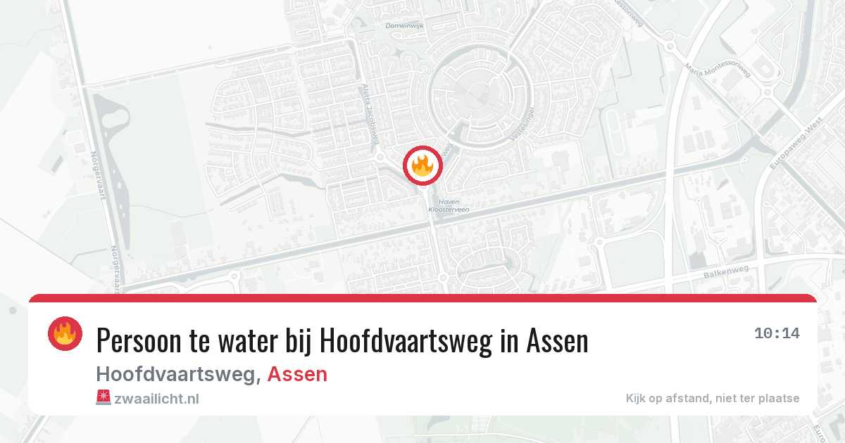 Persoon te water bij Hoofdvaartsweg in Assen — 27 apr 2026