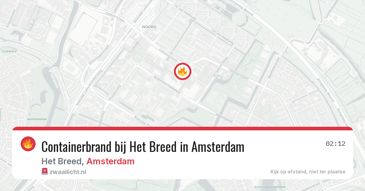 Containerbrand bij Het Breed in Amsterdam — 5 apr 2026