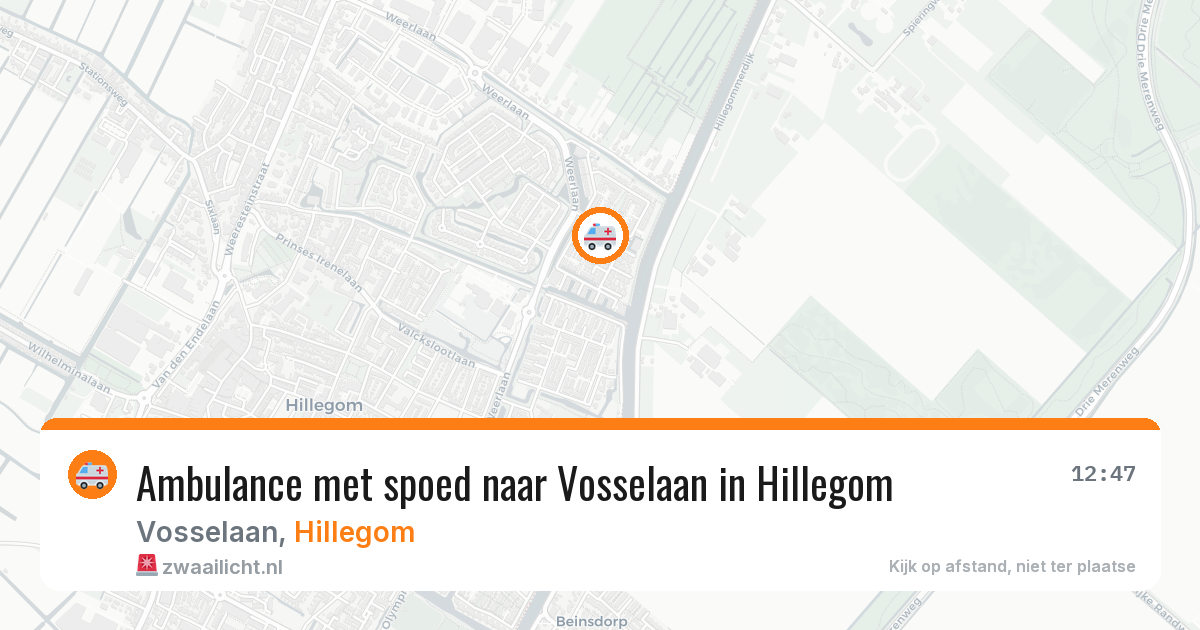 Ambulance met spoed naar Vosselaan in Hillegom — 3 aug 2026