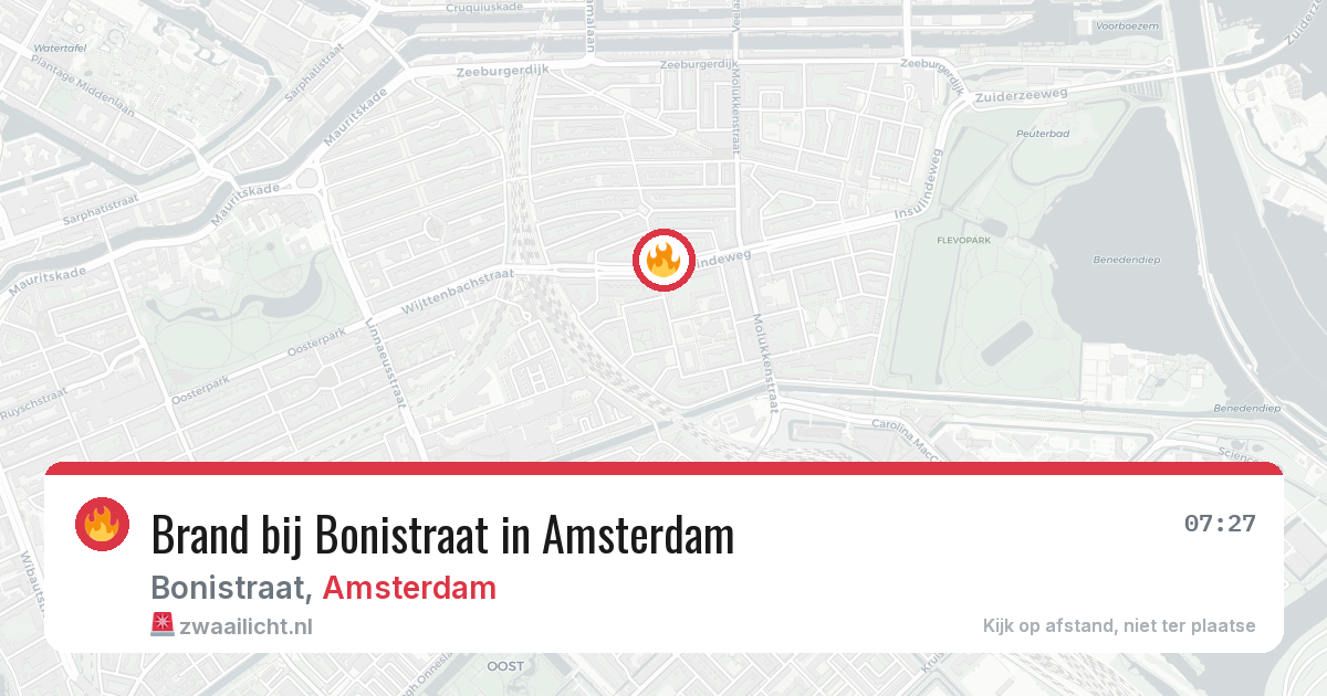 Brand bij Bonistraat in Amsterdam — 26 jul 2026
