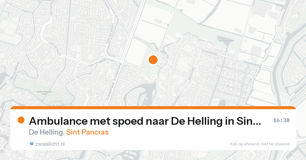 Ambulance met spoed naar De Helling in Sint Pancras — 20 aug 2026