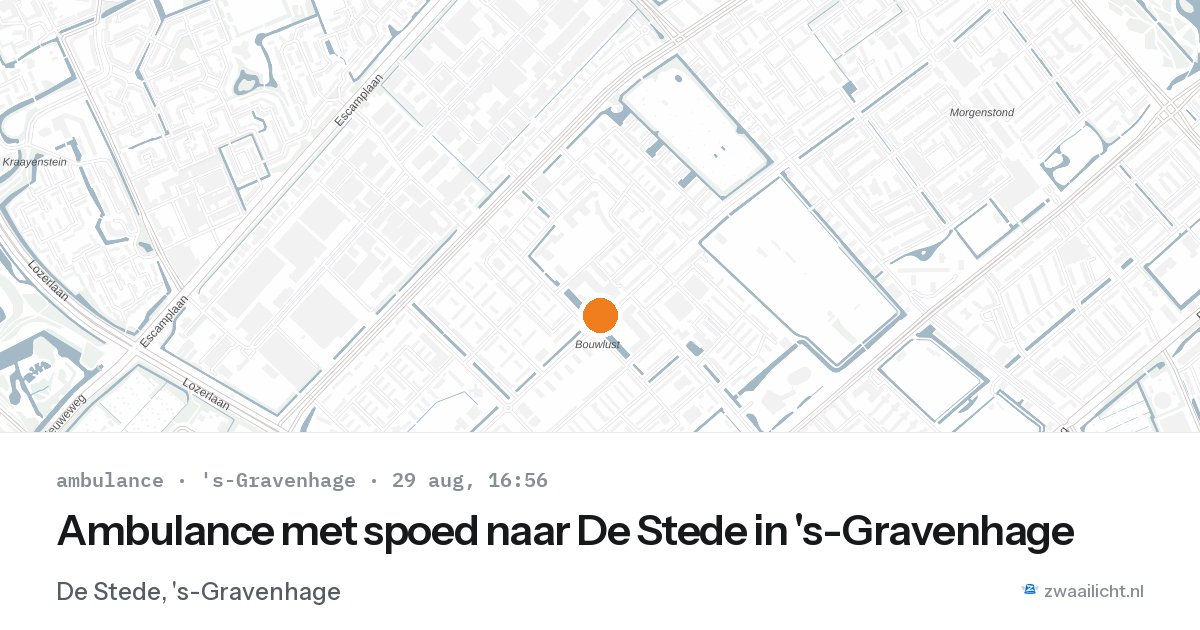 Ambulance met spoed naar De Stede in 's-Gravenhage — 29 aug 2026