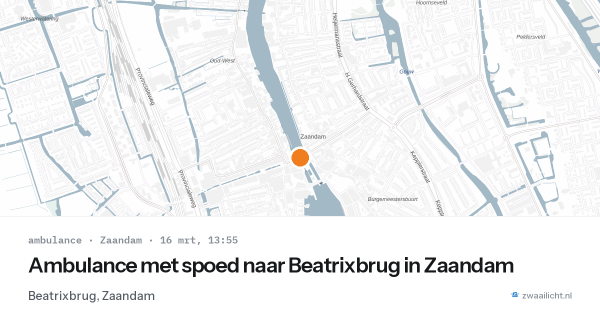 Ambulance met spoed naar Beatrixbrug in Zaandam — 16 mrt 2026