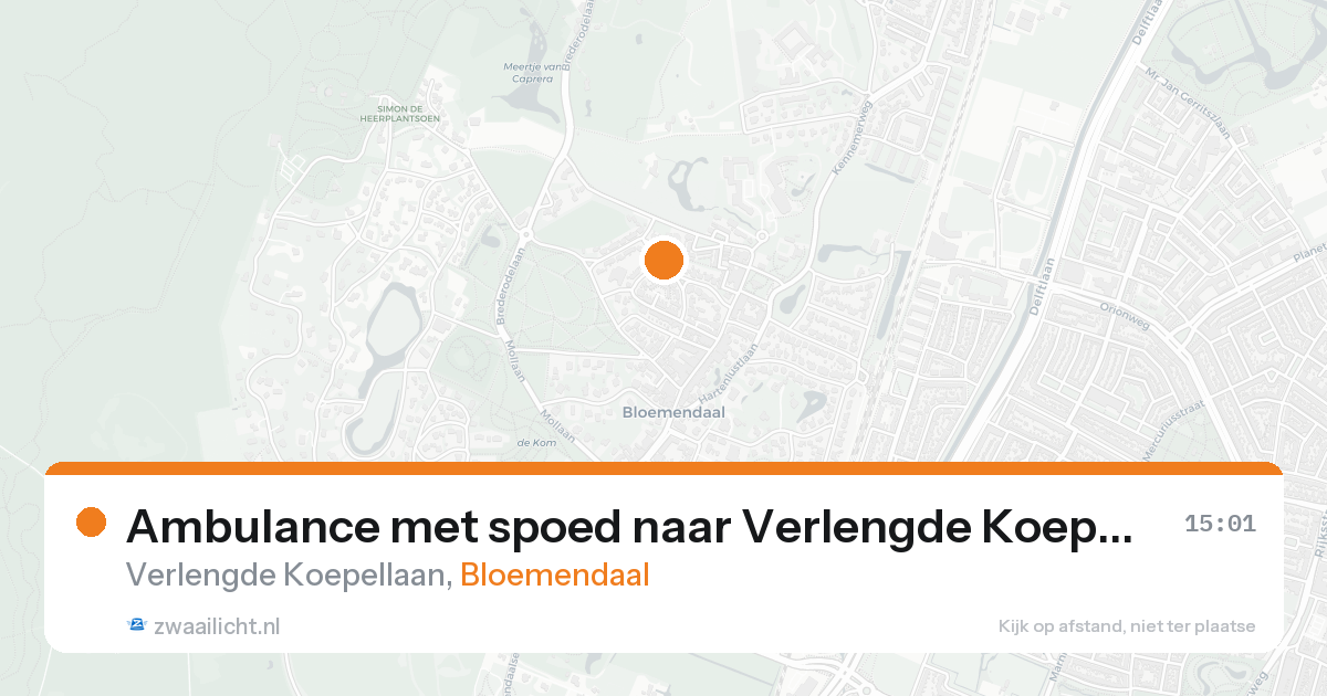 Ambulance met spoed naar Verlengde Koepellaan in Bloemendaal — 15 aug 2026