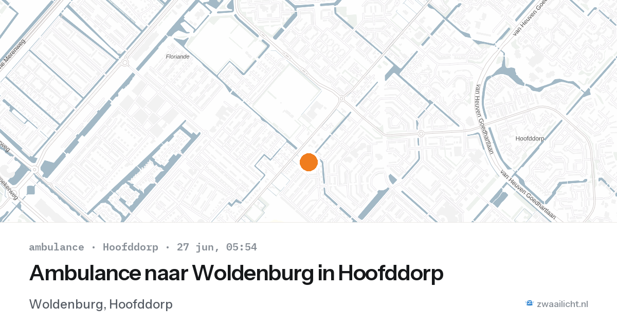 Ambulance naar Woldenburg in Hoofddorp — 27 jun 2026