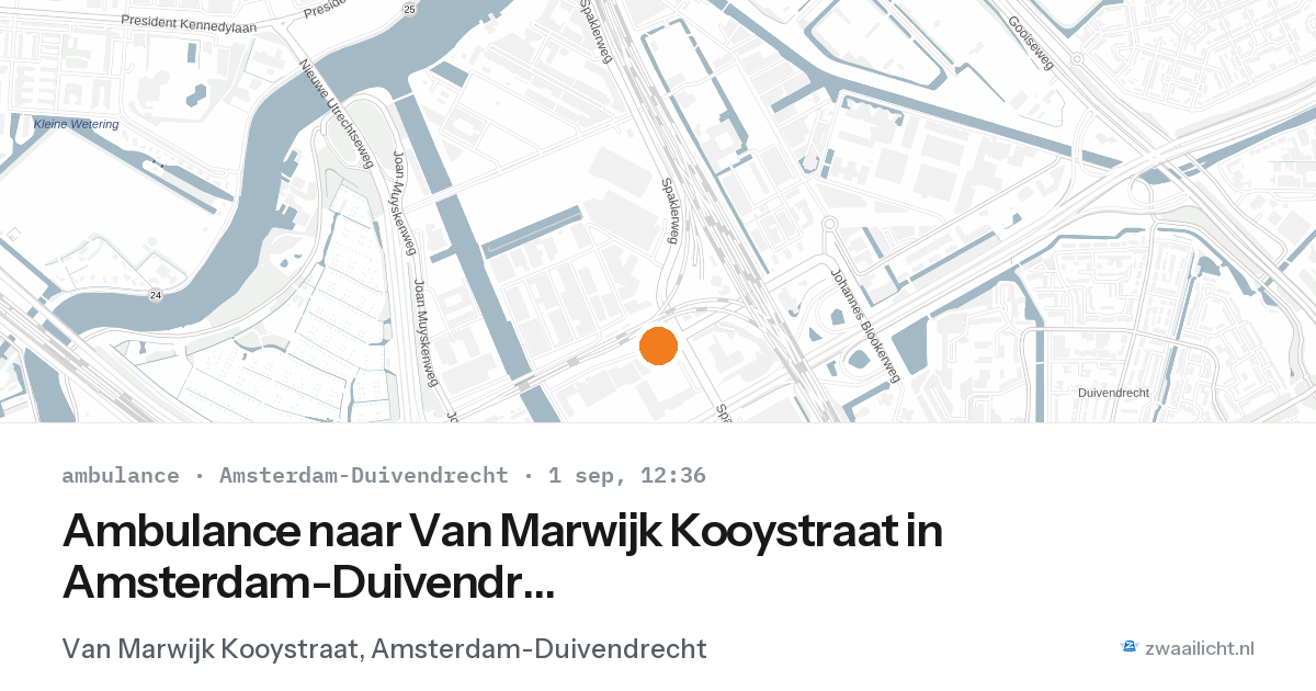 Ambulance naar Van Marwijk Kooystraat in Amsterdam-Duivendrecht — 1 sep 2026
