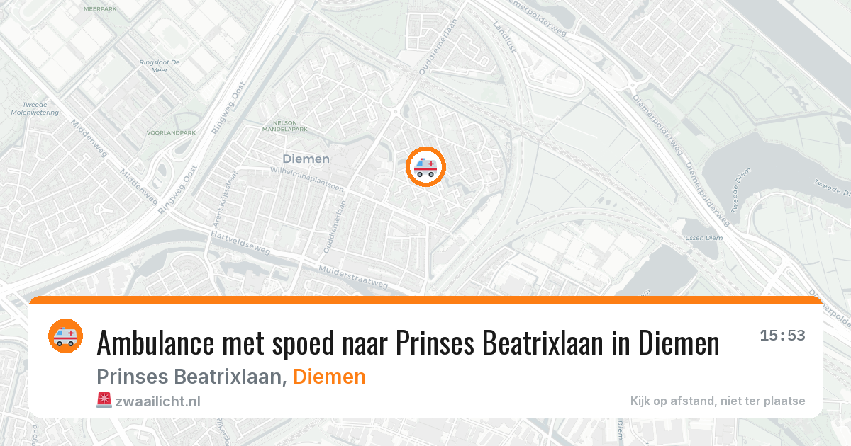 Ambulance met spoed naar Prinses Beatrixlaan in Diemen — 22 mei 2026