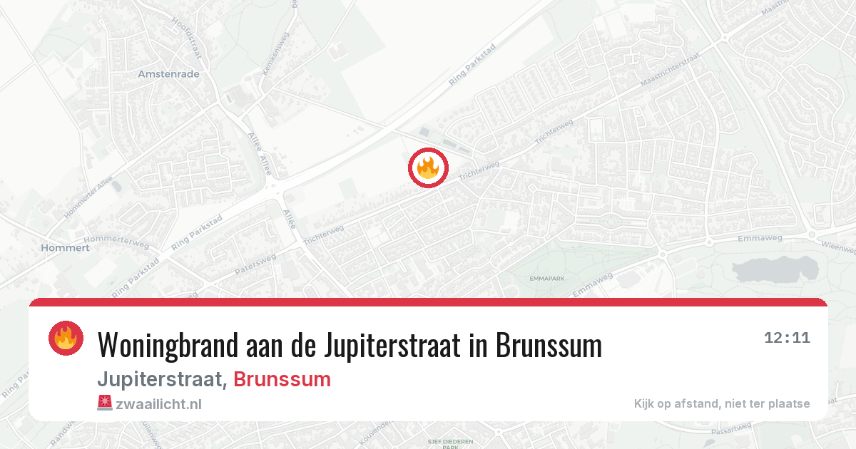 Woningbrand aan de Jupiterstraat in Brunssum — 28 mei 2026