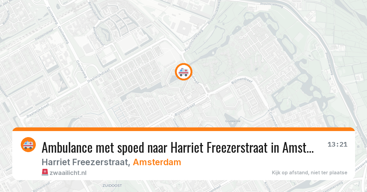 Ambulance met spoed naar Harriet Freezerstraat in Amsterdam — 14 aug 2026