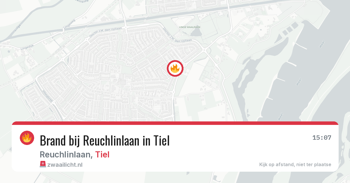 Brand bij Reuchlinlaan in Tiel — 13 aug 2026