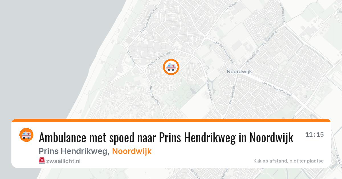 Ambulance met spoed naar Prins Hendrikweg in Noordwijk — 9 aug 2026