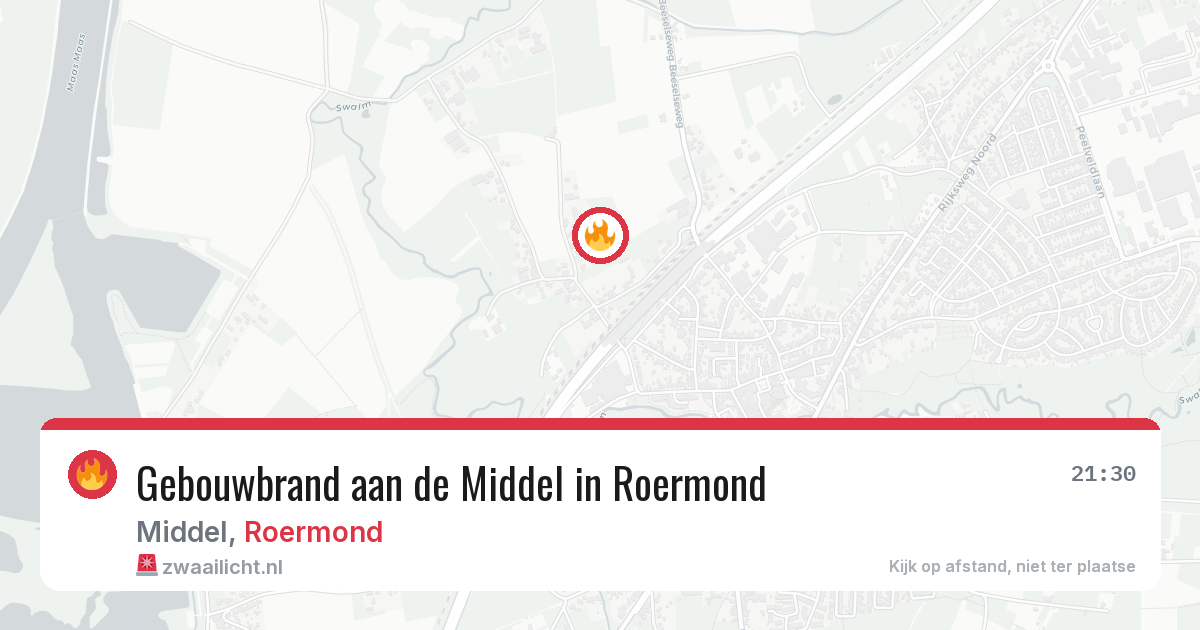 Gebouwbrand aan de Middel in Roermond — 8 jul 2026
