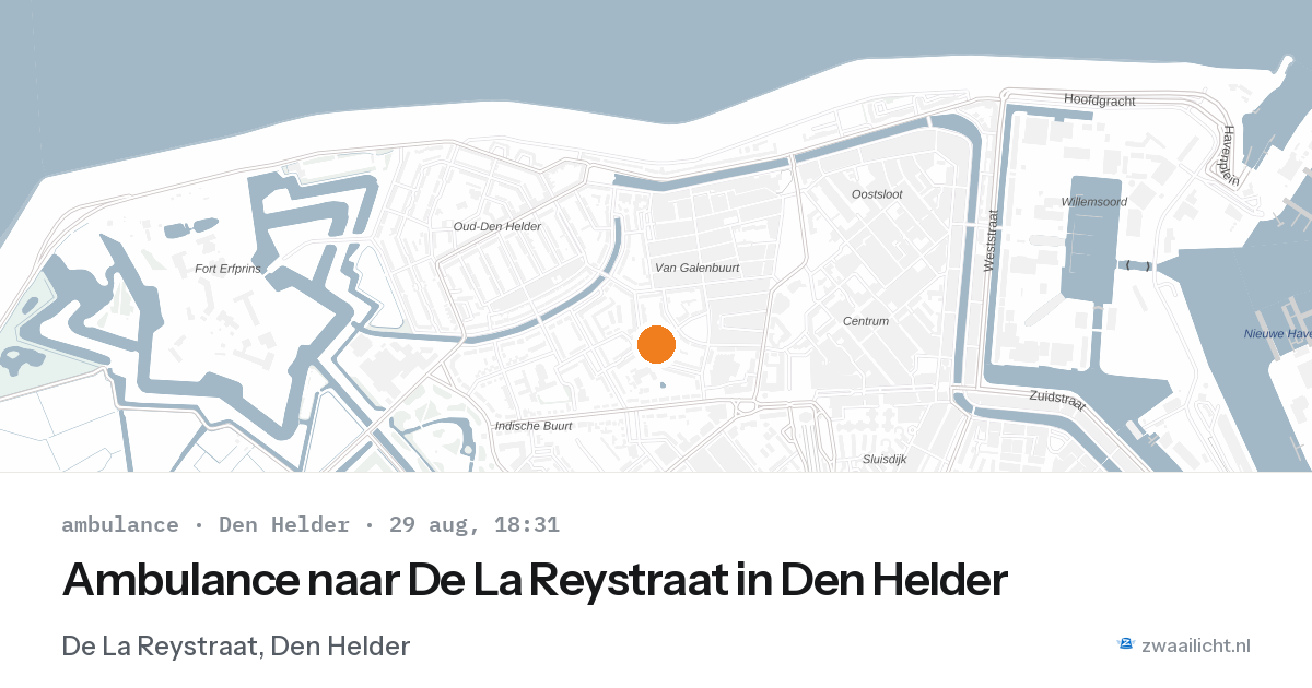 Ambulance naar De La Reystraat in Den Helder — 29 aug 2026