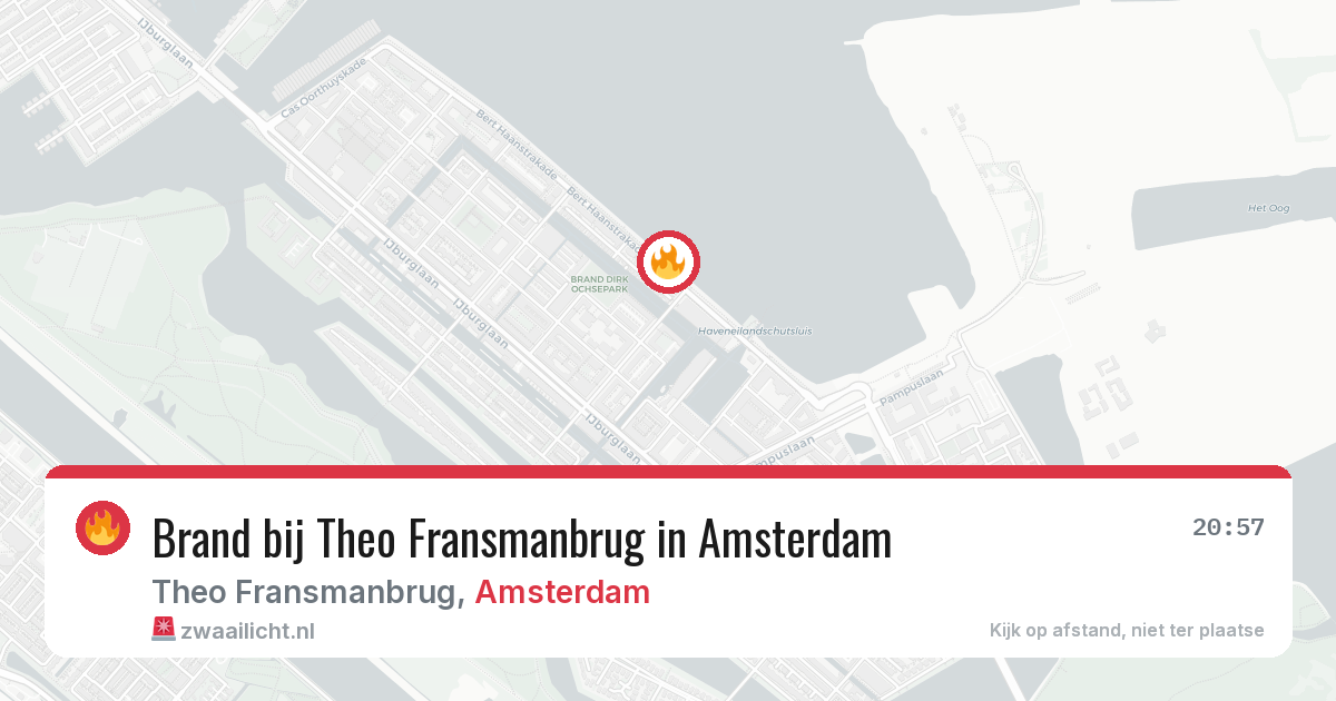 Brand bij Theo Fransmanbrug in Amsterdam — 13 aug 2026
