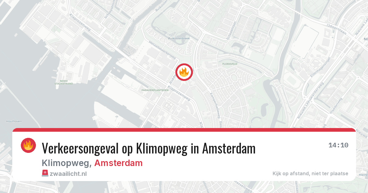 Verkeersongeval op Klimopweg in Amsterdam — 6 aug 2026