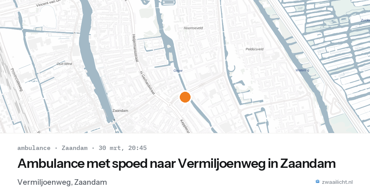 Ambulance met spoed naar Vermiljoenweg in Zaandam — 30 mrt 2026