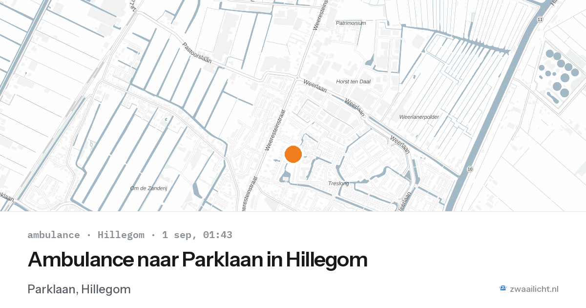 Ambulance naar Parklaan in Hillegom — 31 aug 2026