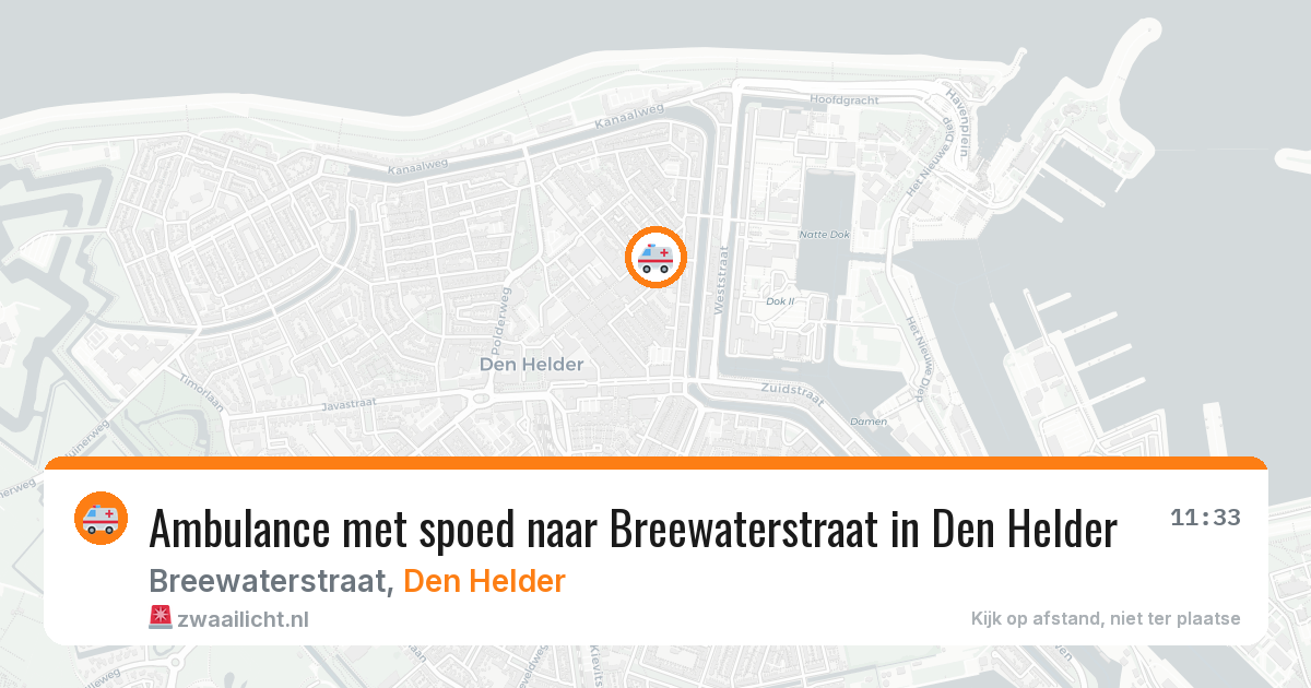 Ambulance met spoed naar Breewaterstraat in Den Helder — 20 jun 2026