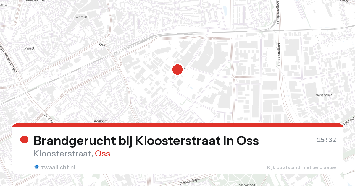 Brandgerucht bij Kloosterstraat in Oss — 27 aug 2026