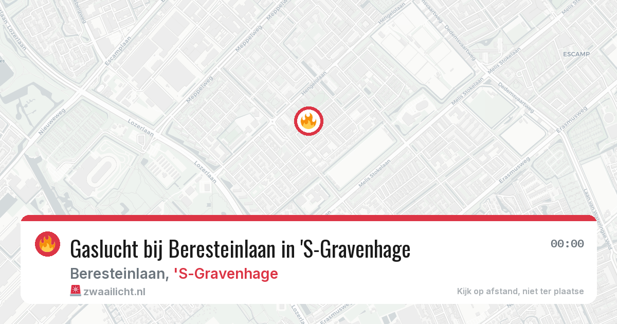 Gaslucht bij Beresteinlaan in 'S-Gravenhage — 11 aug 2026