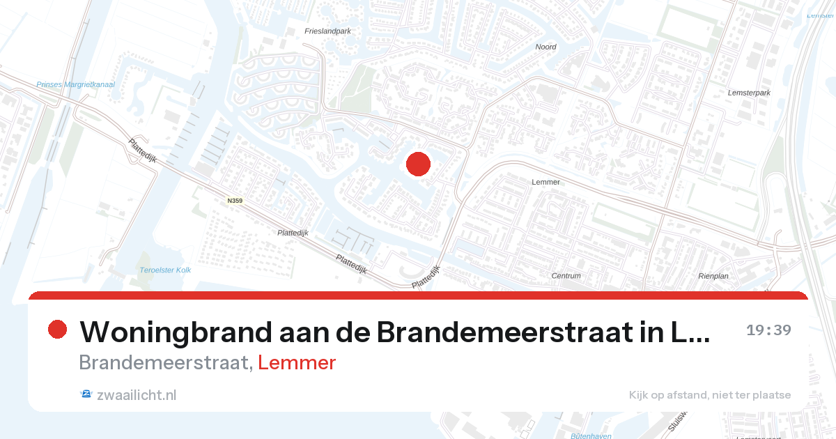 Woningbrand aan de Brandemeerstraat in Lemmer — 12 aug 2026