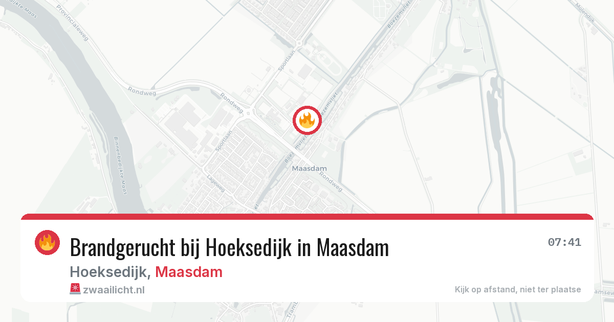 Brandgerucht bij Hoeksedijk in Maasdam — 13 mrt 2026