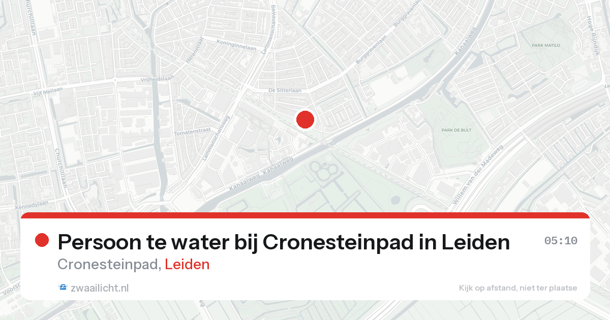 Persoon te water bij Cronesteinpad in Leiden — 18 aug 2026