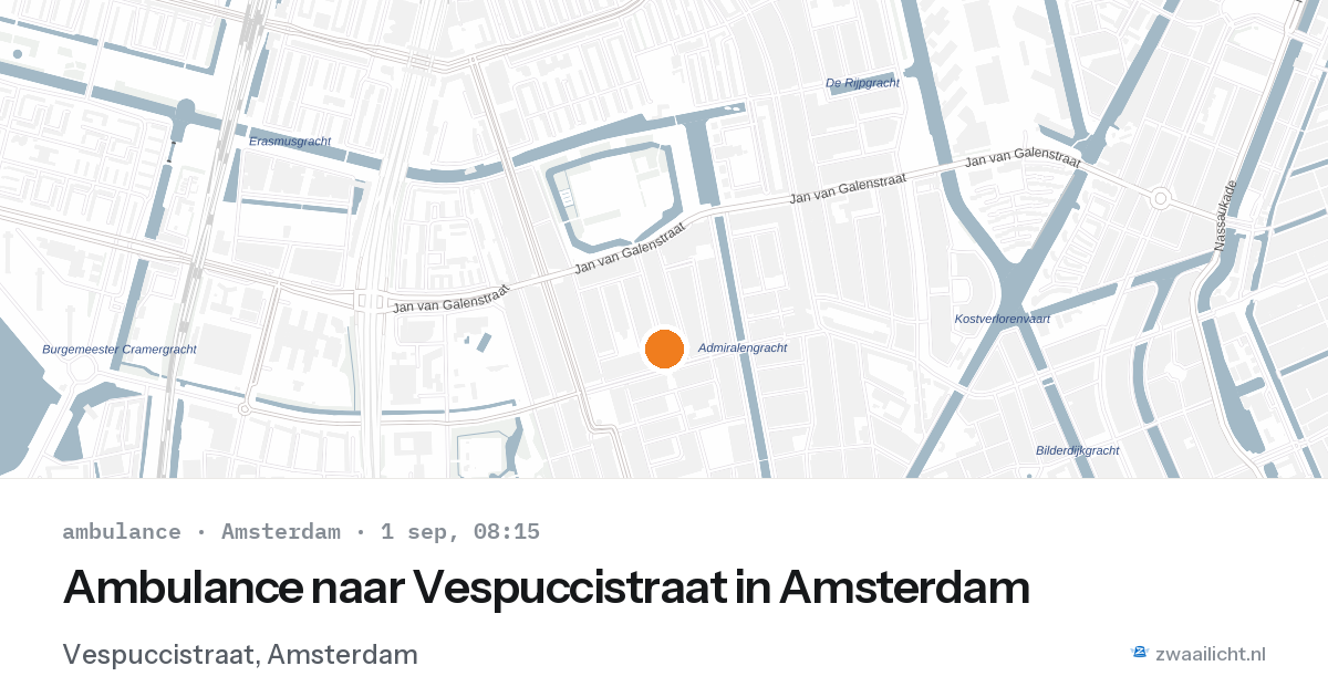 Ambulance naar Vespuccistraat in Amsterdam — 1 sep 2026