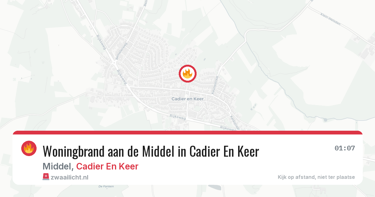 Woningbrand aan de Middel in Cadier En Keer — 3 aug 2026