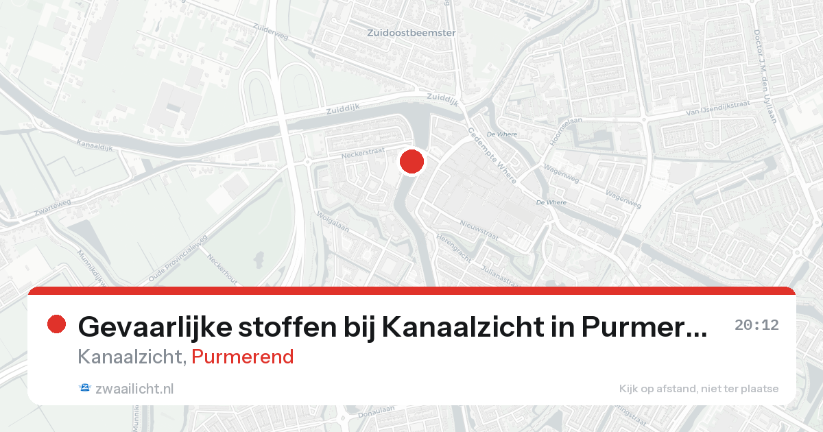 Gevaarlijke stoffen bij Kanaalzicht in Purmerend — 30 mrt 2026
