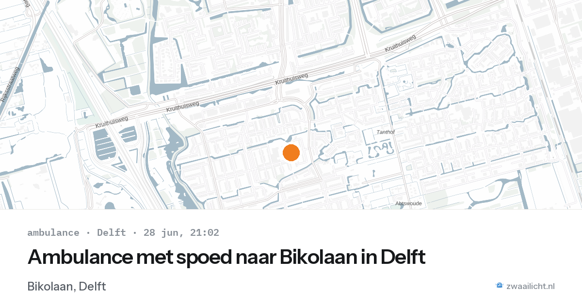 Ambulance met spoed naar Bikolaan in Delft — 28 jun 2026
