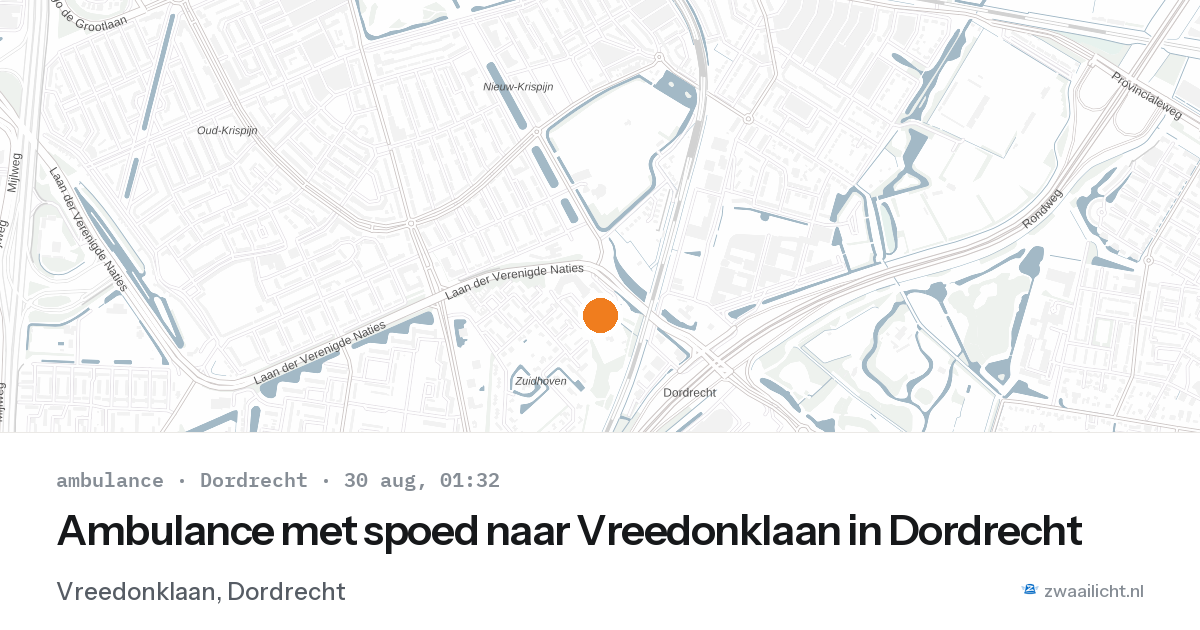 Ambulance met spoed naar Vreedonklaan in Dordrecht — 29 aug 2026