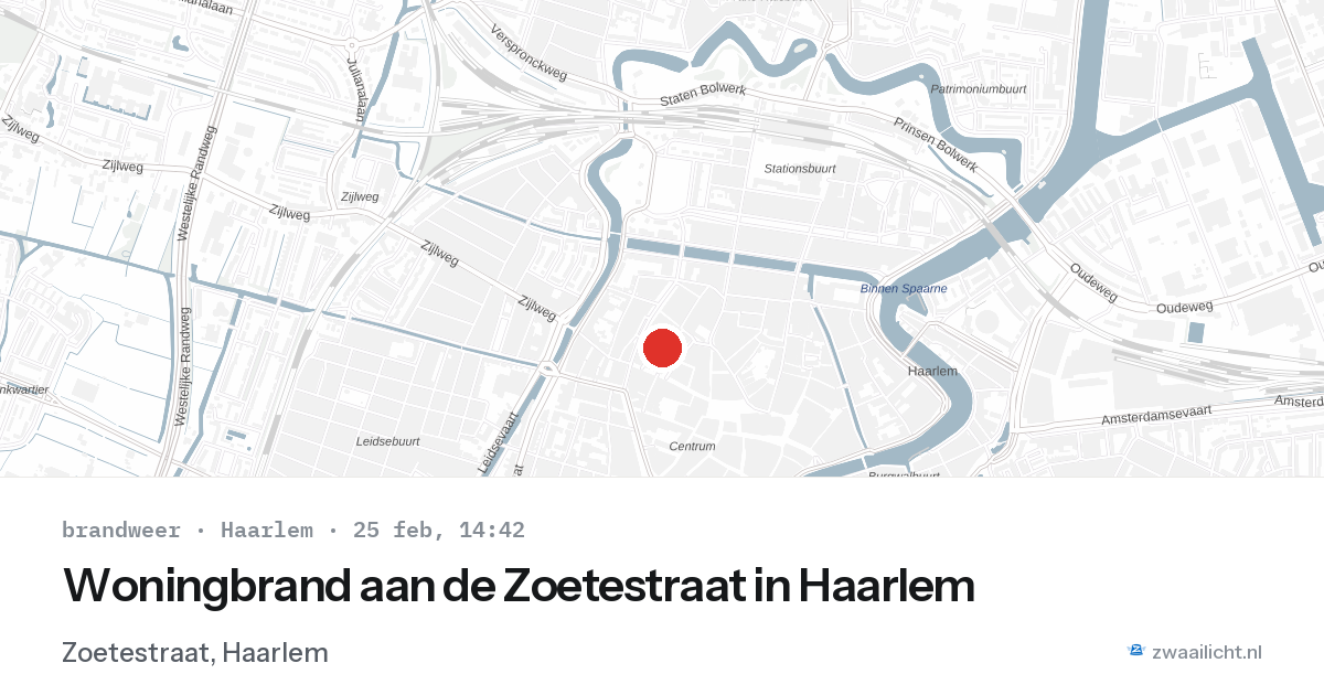 Woningbrand aan de Zoetestraat in Haarlem — 25 feb 2026