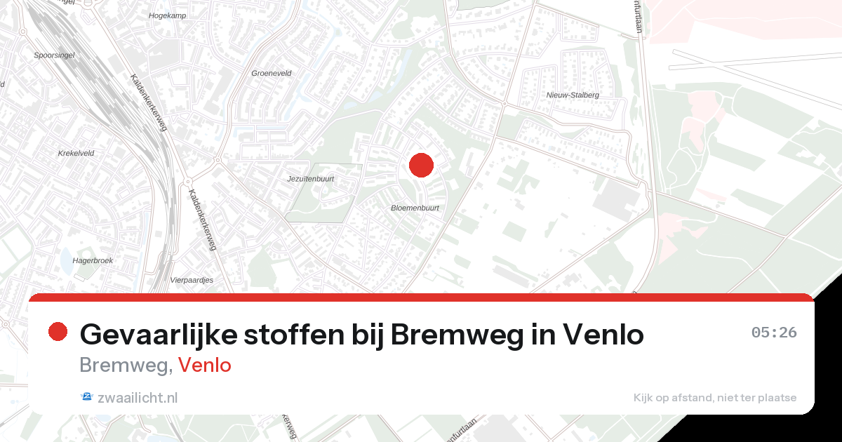 Gevaarlijke stoffen bij Bremweg in Venlo — 11 aug 2026