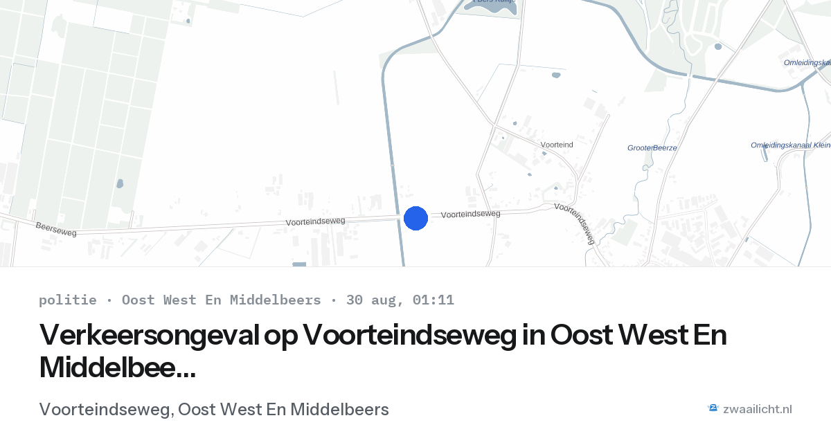 Verkeersongeval op Voorteindseweg in Oost West En Middelbeers — 29 aug 2026